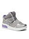 J Xled G A Παιδικά Sneakers High Ανατομικά με Σκρατς & Φωτάκια Ασημί