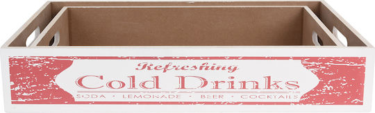 Zaros Cold Drinks Дърво Поднос за сервиране с Дръжки White-Red 48x30см HM441 2бр