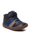 Camper Kids Leather Anatomic Military Boots Navy Blue