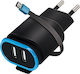 Forever с 2 USB-A порта и кабел micro USB Черен (FTC24A)