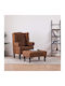 Bergère with Footstool from Leatherette Brown 78x67x108cm