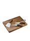 HFA Wooden Cheese Serving Platter with Knives & Fork 25x17cm 4pcs