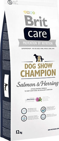 Brit Care Dog Show Champion 12кг Суха Храна без Зърнени храни за Възрастни Кучета с Херинга, Ориз и Сьомга
