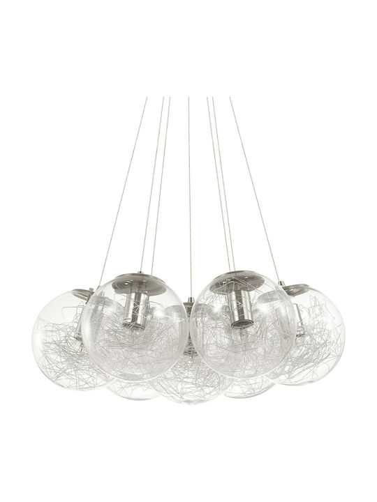 Ideal Lux Mapa Sat SP7 Pendant Chandelier for 7 Bulbs E27 Silver