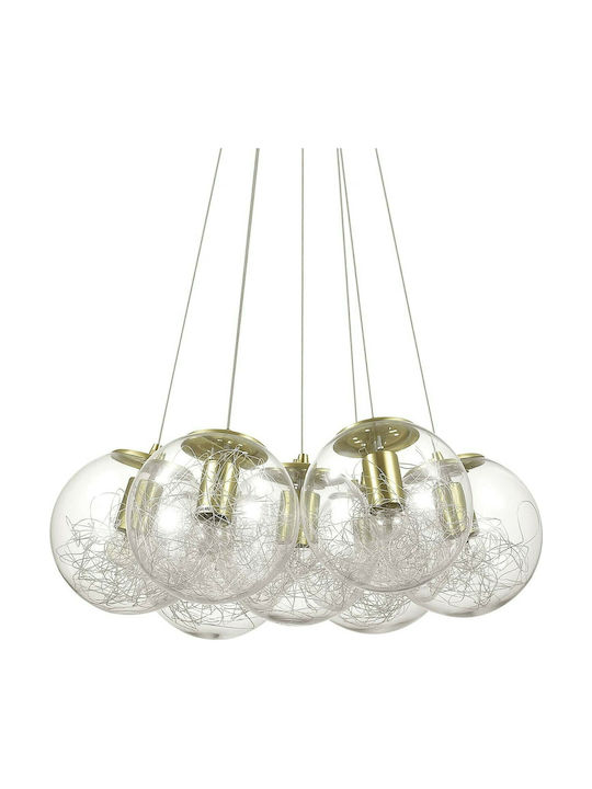 Ideal Lux Mapa Sat SP7 Pendant Chandelier for 7 Bulbs E27 Gold