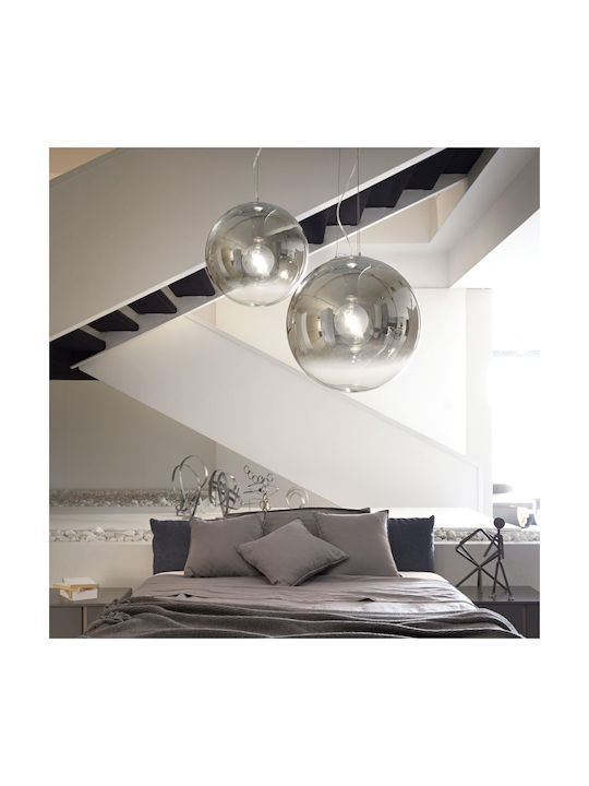 Ideal Lux Mapa Fade SP1 Κρεμαστό Φωτιστικό Ασημί με Ντουί E27 40x40x135εκ.