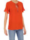 Women's Summer Blouse Short Sleeve Orange