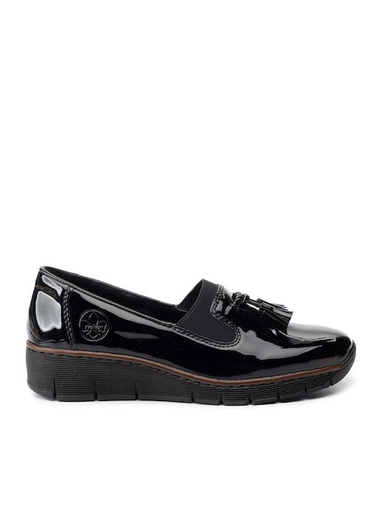 Rieker Patent Leather Women's Moccasins in Blac...