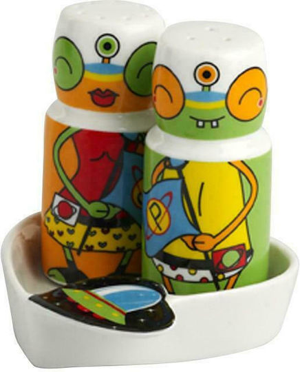 Espiel Alien Set Sare și Piper Ceramică cu Suport Alien 2buc