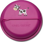 Carl Oscar Snack Disc Kids Lunch Plastic Box Purple L15xW15xH4.5cm