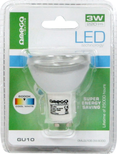 Omega LED Bulb 3.5W for Socket GU10 and Shape MR16 Cool White 220lm