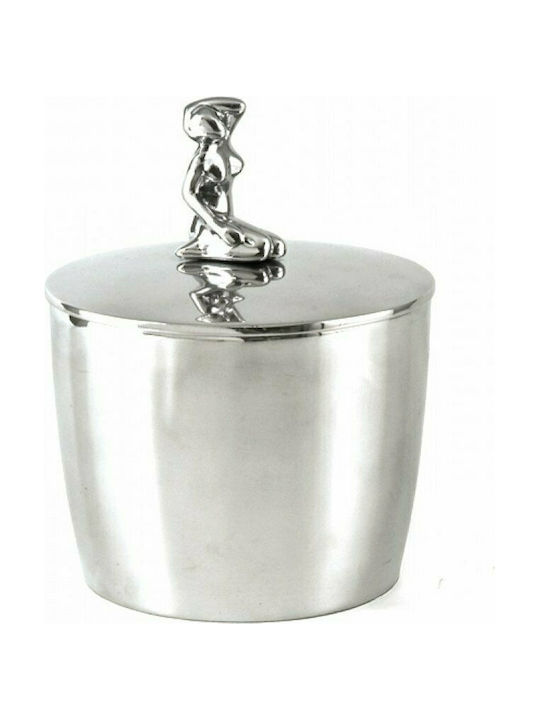 Zaros Metallic Sweet Jar Φοντανιέρα Μεταλλική με Καπάκι και Πόδι 20cm with Lid