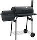 vidaXL Offset Smoker Charcoal Grill with Thermometer and Smoker 103cmx60cm