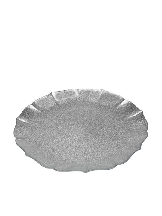 Espiel Round Silver Decorative Platter Charlotte Silver 34x34cm