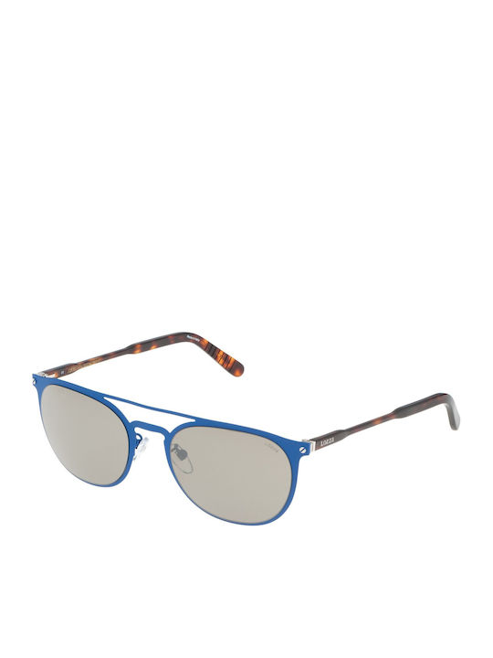 Men's Sunglasses with Blue Metallic Frame and Grey Lenses