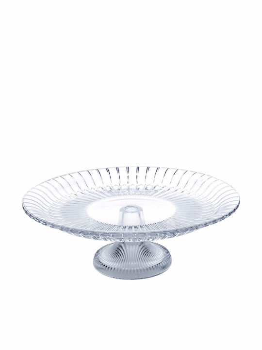 F&D Τουρτιέρα Γυάλινη 34cm Cake Stand Glass Pedestal Transparent 34x34εκ.