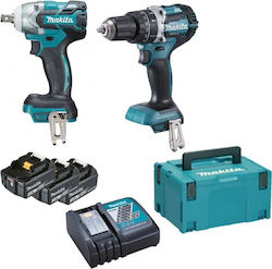 Makita Set Schlagschrauber & Schlagschraubendreher 18V mit 3 Batterien 5Ah