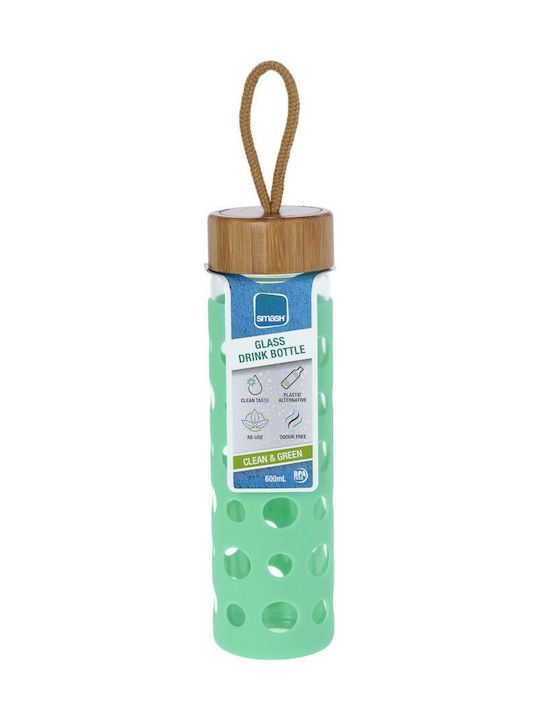 Ecolife Smash Μπουκάλι Νερού Γυάλινο με Βιδωτό Καπάκι Πράσινο 600ml