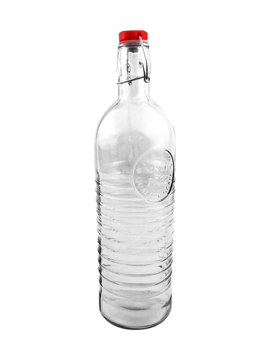 Μπουκάλι Νερού Flasche Wasser Glas mit Clip Transparent 1000ml