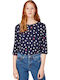 Tom Tailor Women's Blouse Long Sleeve Polka Dot Navy Blue