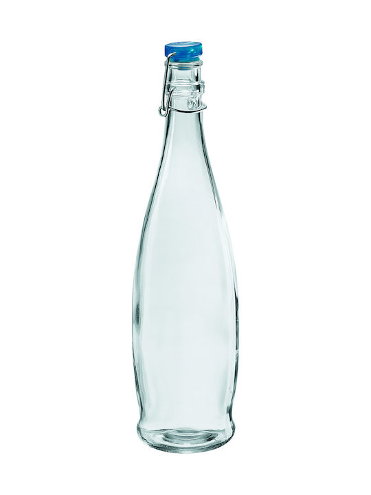 Borgonovo Glass Water Clip Top Bottle Indro Transparent 1000ml 01.70050