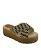 Tsimpolis Shoes 109 Slipper made of beige-black stripe 23578