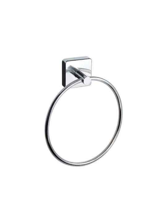 Karag Quattro Single Wall-Mounted Bathroom Ring ​17x17cm Inox Silver