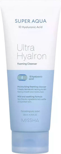 Missha Super Aqua 10 Hyaluronic Acid Αφρός Καθαρισμού Προσώπου για Ακνεϊκές Επιδερμίδες 200ml
