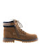 Mayoral Kids Leather Military Boots with Zipper Brown