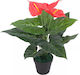 vidaXL Künstliche Pflanze in Blumentopf Schwanzblume (Anthurium) Rot 45cm 1Stück