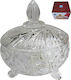 AGC Glass Sweet Jar Glass candy dish with lid and base Φ11cm with Lid and Foot Transparent 11x11x12cm