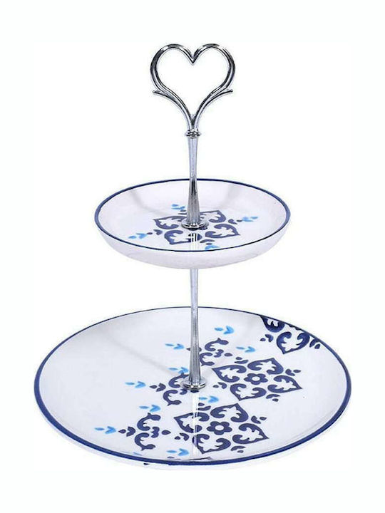 Etiquette Porzellan Etagere 2 Etagen Weiß Ø24xH24cm 1Stück