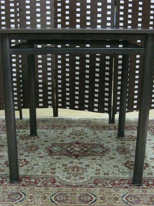 Table Kitchen Wooden with Metal Frame Wenge 80x80x75cm