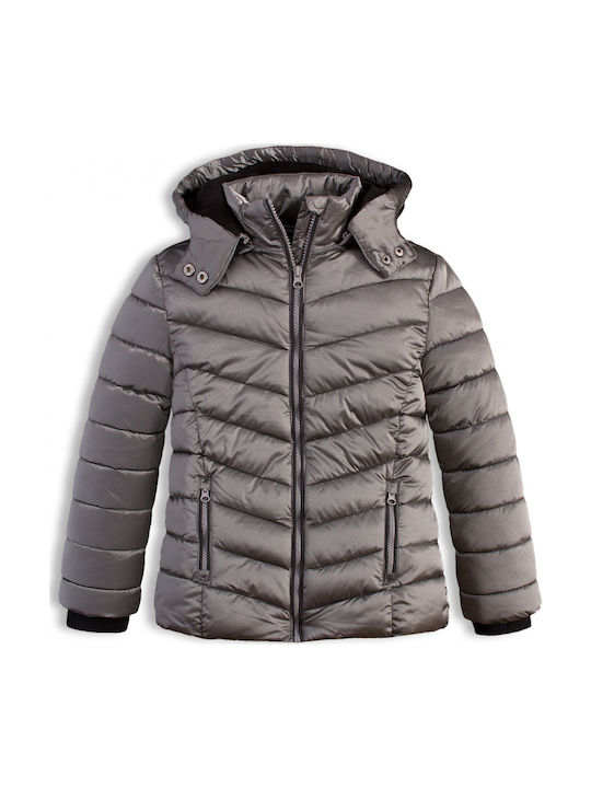 Losan Kids Quilted Jacket Long Hooded Silver