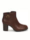 Clarks Verona Gleam Leather Women's Ankle Boots with Medium Heel Tabac Brown