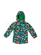 Rain Poncho: Dino 4T Αδιάβροχο Παιδικό Casual Μπουφάν Κοντό με Επένδυση & Κουκούλα Πράσινο