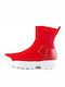 Fila Disruptor Strech Chunky Ankle Boots with Socks Red