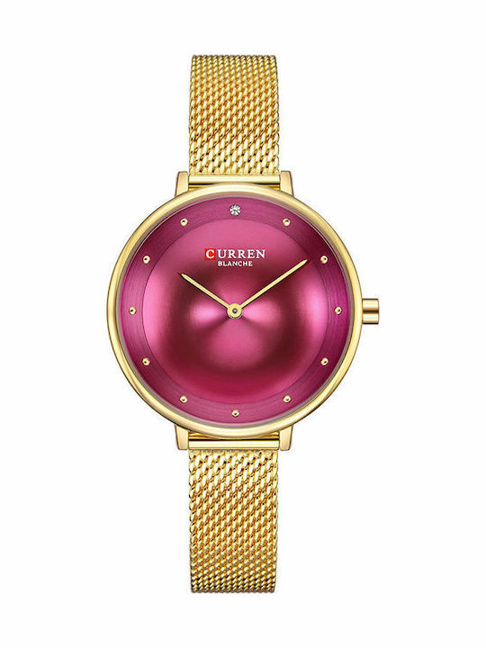 Curren Women's Watch with Metal Bracelet Gold Purple