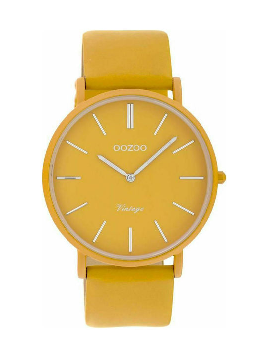 Oozoo Timepieces Ρολόι με Κίτρινο Δερμάτινο Λου...