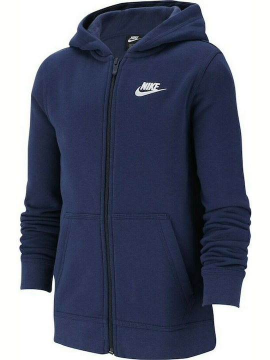 Nike Αθλητική Παιδική Ζακέτα Φούτερ με Κουκούλα για Αγόρι Μπλε Sportswear