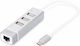 Digitus Hub 3 Θυρών USB 2.0 με σύνδεση USB-C / Ethernet Λευκό