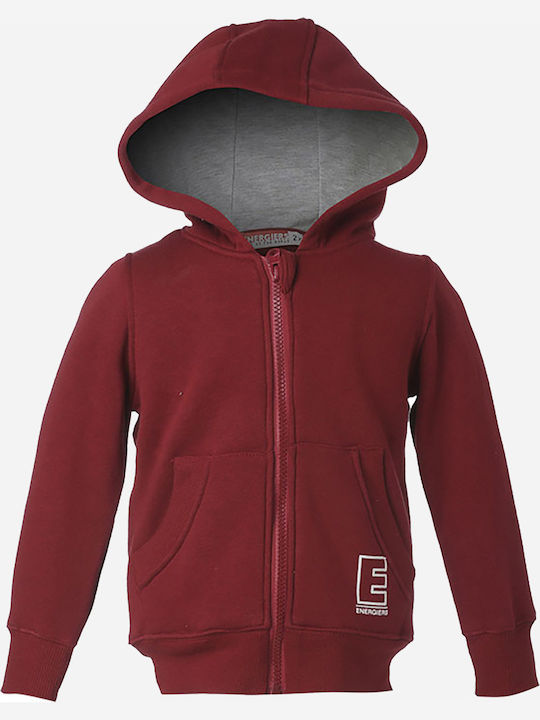 Kids Sweatshirt Cardigan Cotton with Hood Burgundy