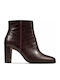 Clarks Kaylin Fern Leather Women's Ankle Boots with High Heel Burgundy