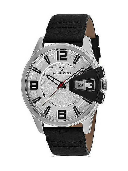 Daniel Klein Watch Battery with Black Leather Strap DK.1.12161-1