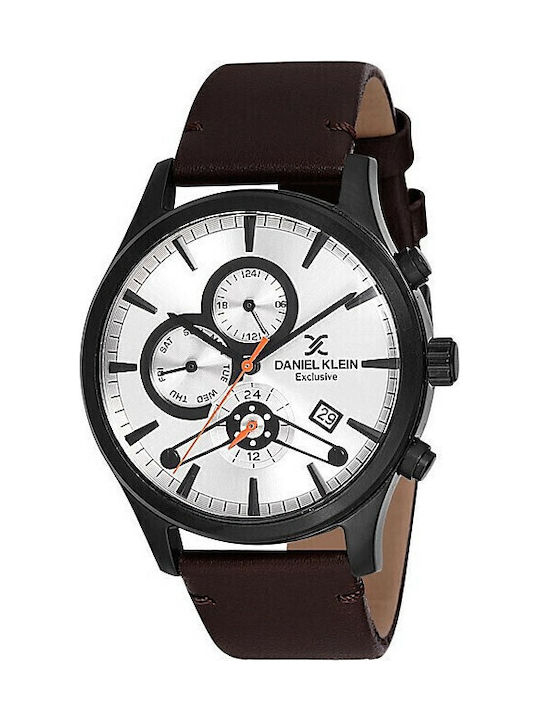 Daniel Klein Men's Watch 44mm Chronograph Battery with Brown Leather Strap