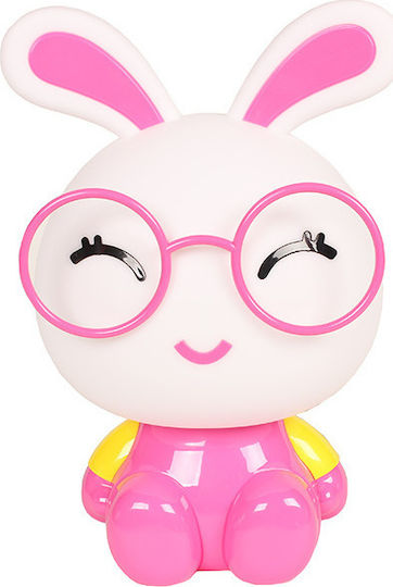 Keskor Kids Decorative Lamp Rabbit with Glasses Pink 18x15x30εκ.