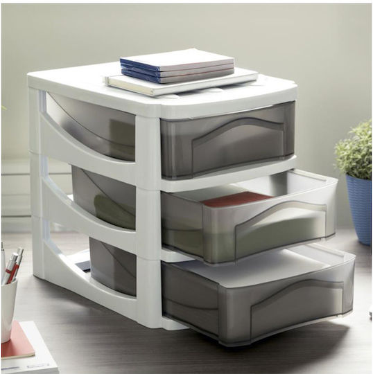 Office Storage Plastic Drawer with Wheels & 3 Drawers White L30xW40xH40cm Office Storage Plastic Drawer with Wheels & 3 Drawers White L30xW40xH40cm