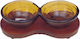 Karvounis Glass Dessert Divided Serving Tray with 2 Slots 2-Position Glass Ορντερβιέρα with Wooden Base Brown 15x17cm