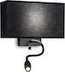 Ideal Lux Led Hotel AP2 Modern Wall Lamp with Socket E27 Black Width 32cm