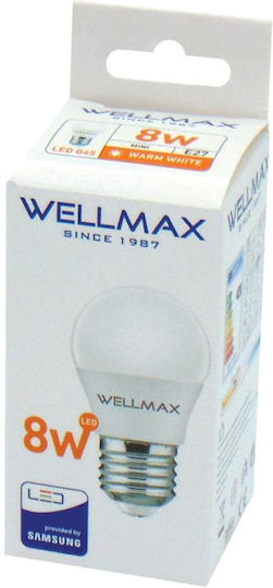 Wellmax LED Bulb 8W for Socket E27 and Shape G45 Warm White 600lm